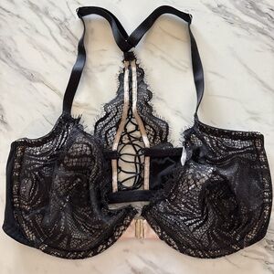 Victoria's Secret Black Lace Bra with Silver Accents